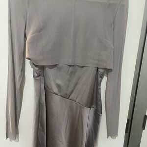 Guess Gray Asymmetrical Tiered Cocktail Dress